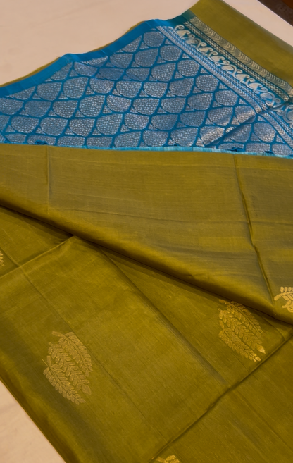 Green & blue soft silk