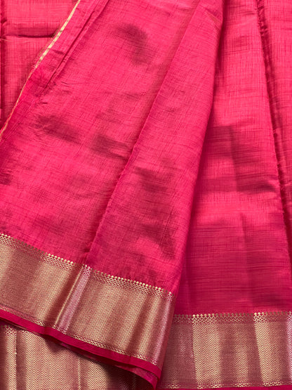 Plain Red Semi silk Cotton Saree