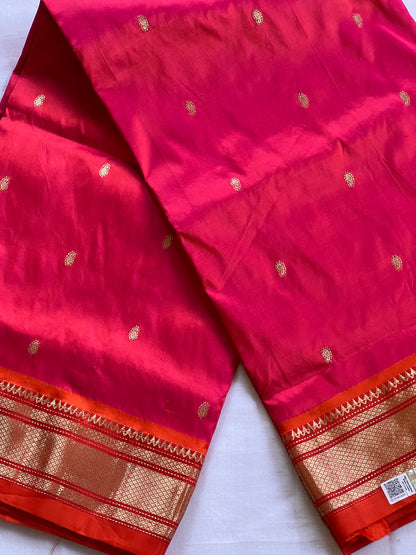 Orange & pink pure pythini silk saree