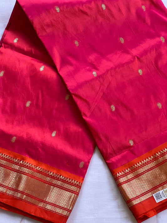 Orange & pink pure pythini silk saree