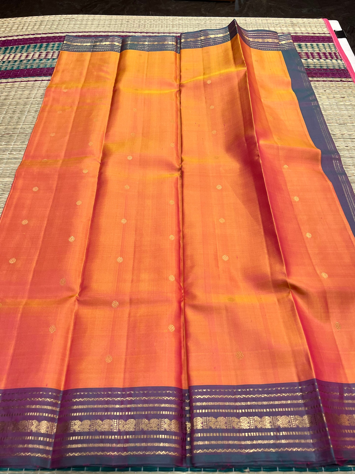 Orange Kanchivaram silk saree