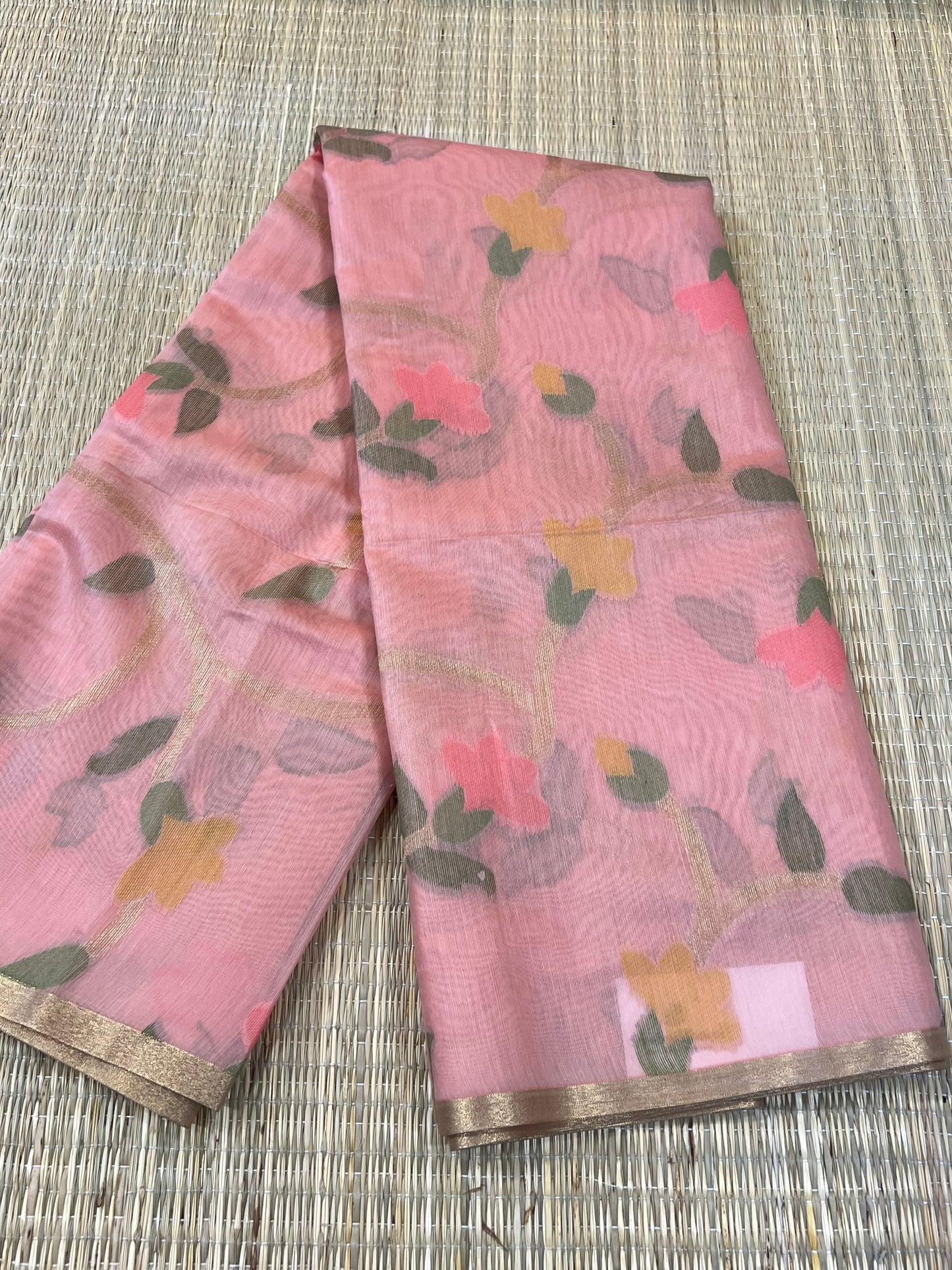 Blush pink semi matka silk saree