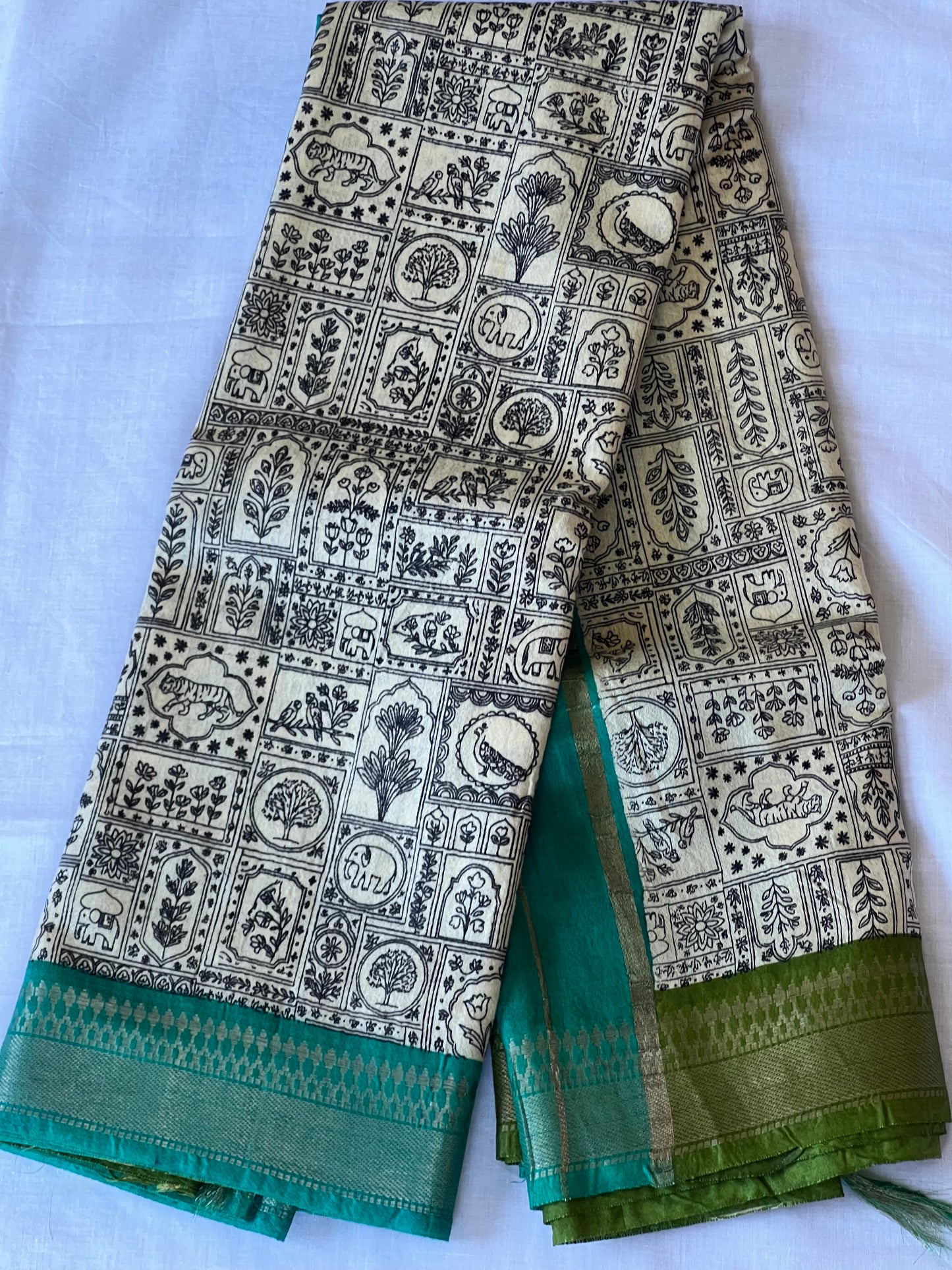 Teal Ganga Jamuna Tussar silk saree