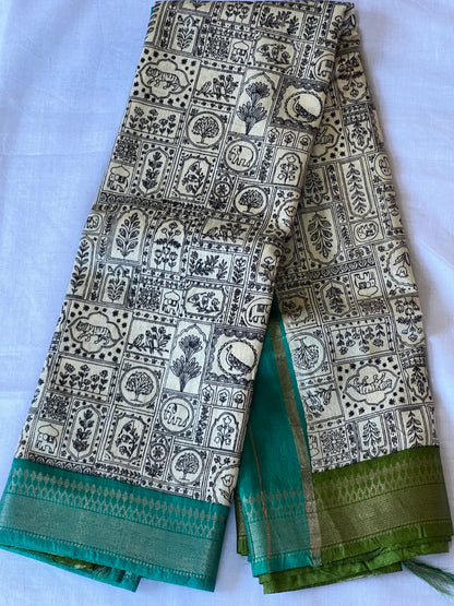 Teal Ganga Jamuna Tussar silk saree