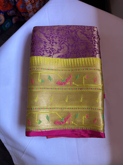 Purple Semi Banaras silk saree