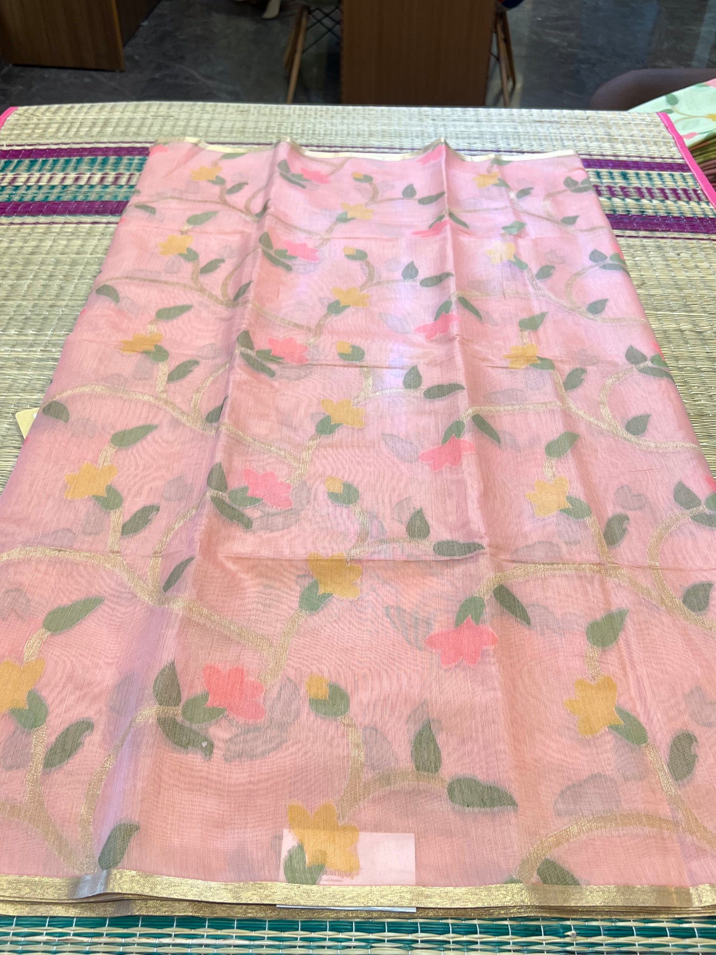 Blush pink semi matka silk saree