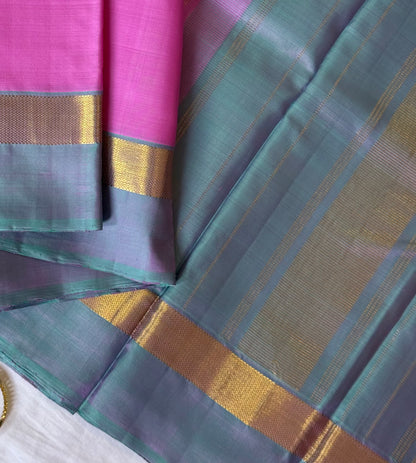 Pink Shaded Pure Kanjivaram Silk Saree