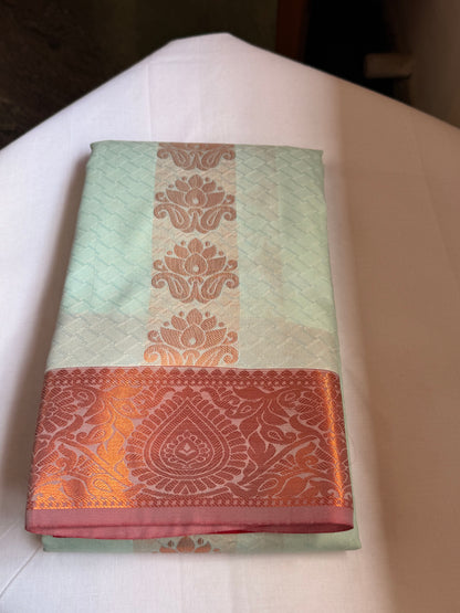 Aqua Blue semi silk saree