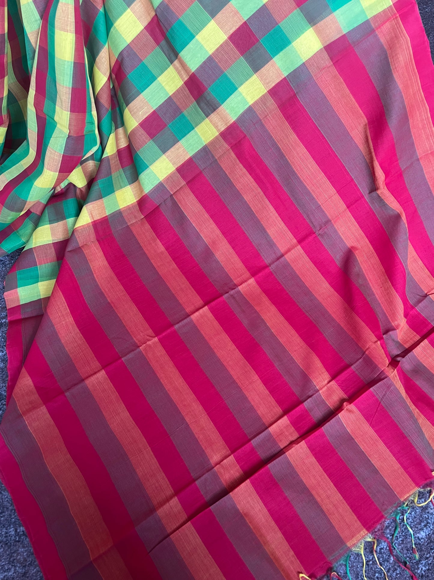 Mangalagiri Silk Cotton Saree with Paalum Pazhamum Checks