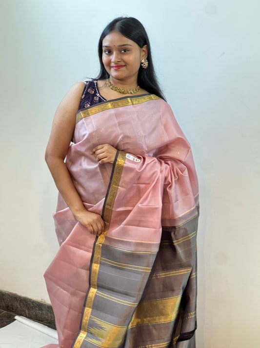 Onion pink pure Kanchivaram silk saree