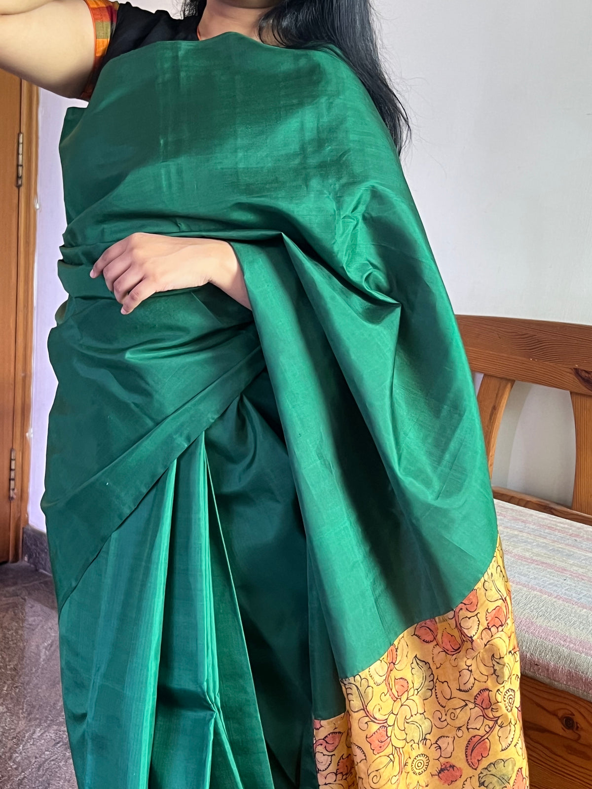 Bottle green pure silk - Raga collection