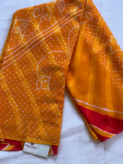 Orange and red chiffon saree