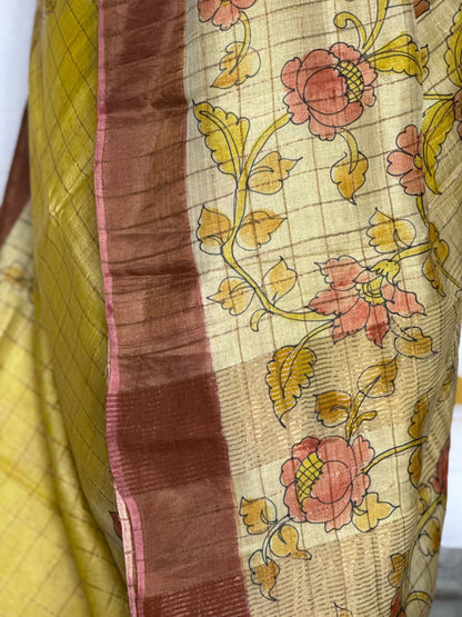 Hand Painted Tussar Silk saree