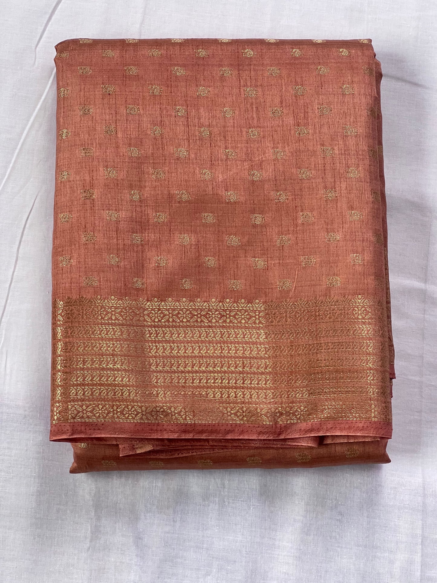 Festive Peach semi silk cotton saree