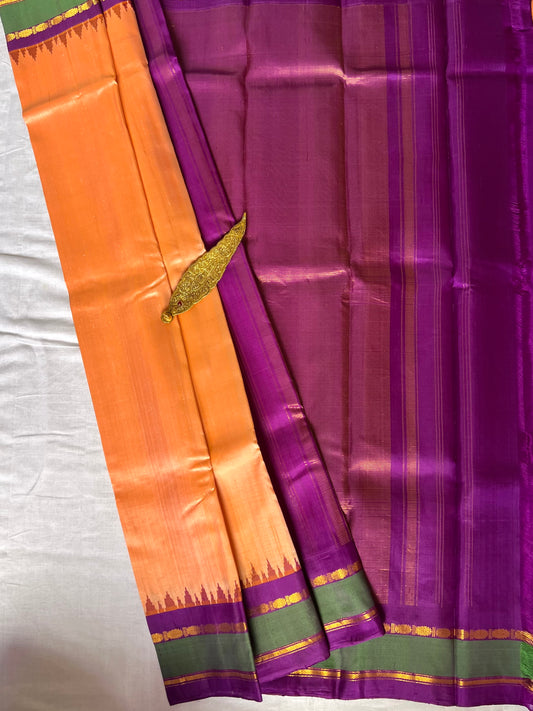 Gadwal Silk saree - Orange & Purple