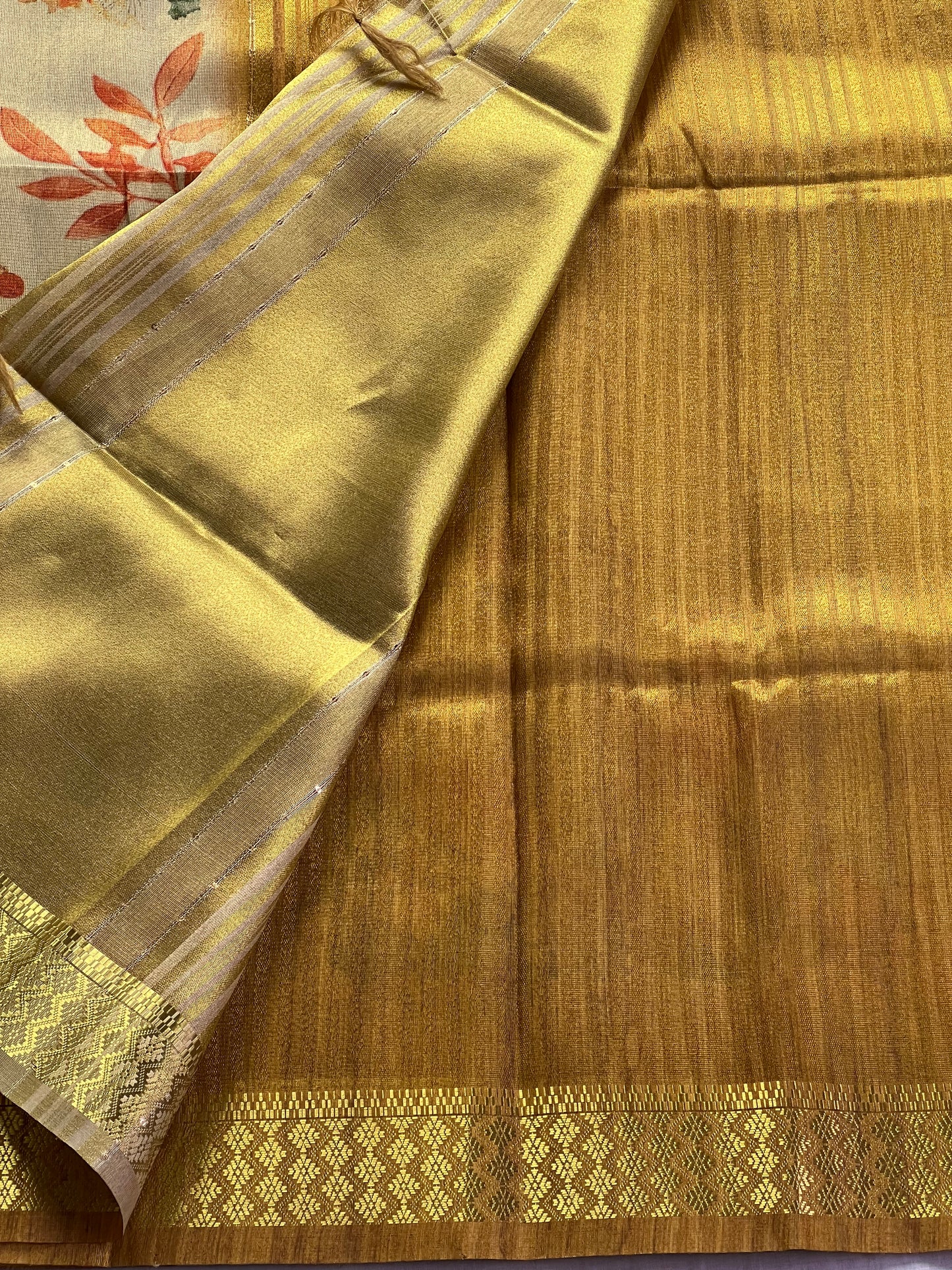Mustard tissue semi tussar saree