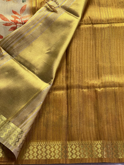 Mustard tissue semi tussar saree