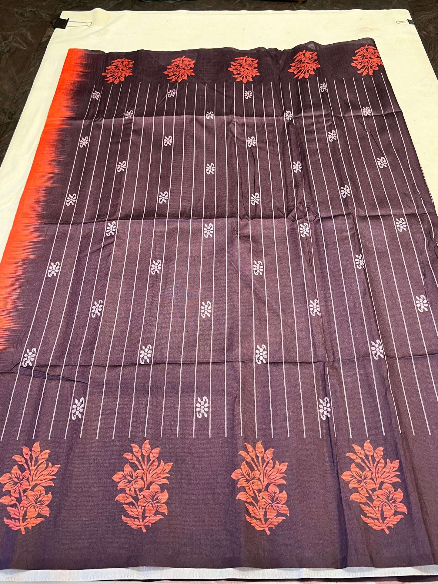 Purple & orange semi soft silk saree