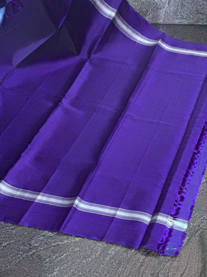 Pastel Blue Silk Saree With Checks