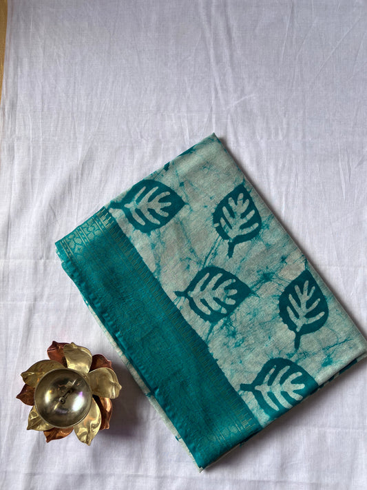 Blue semi tussar silk saree