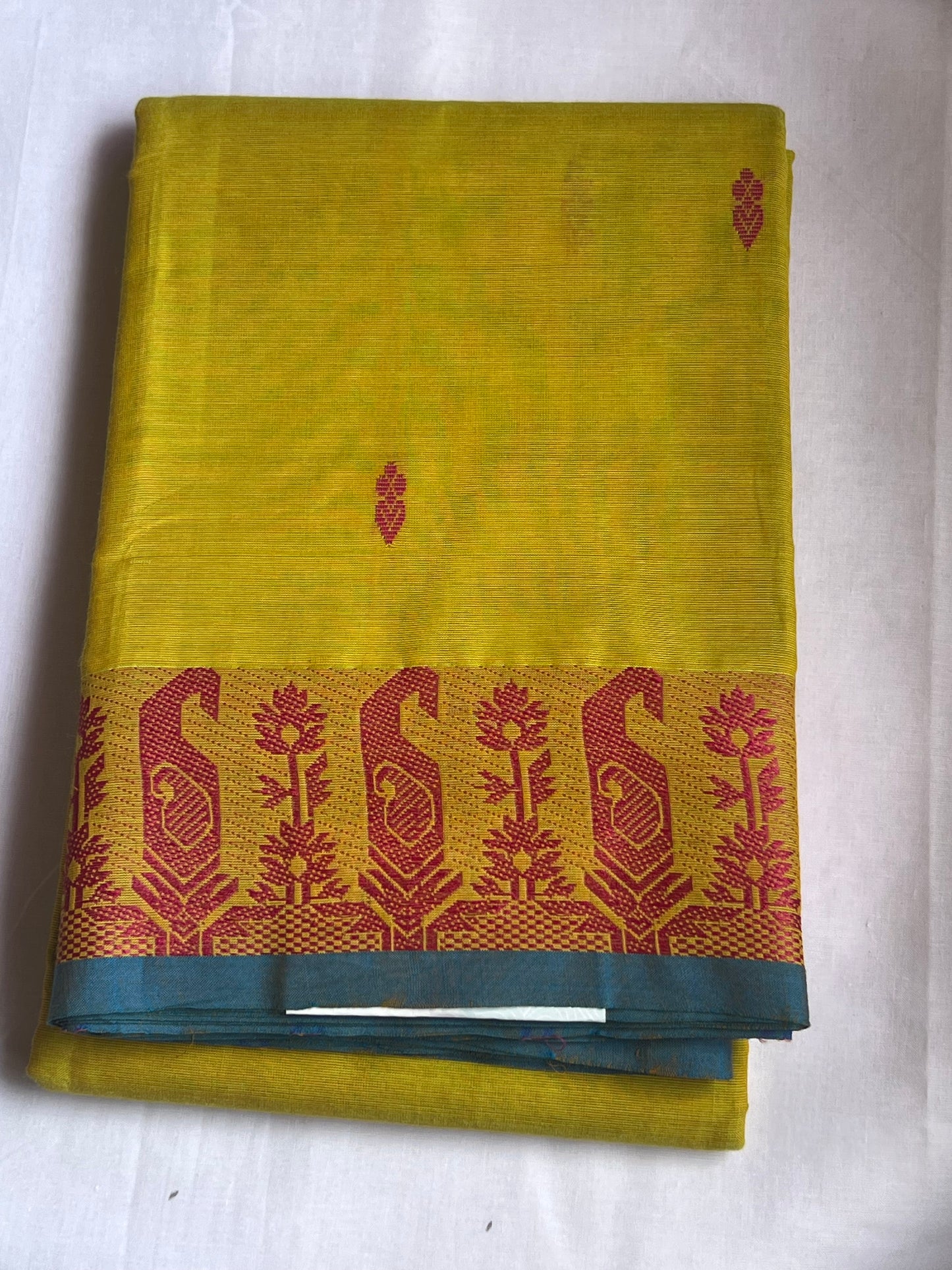 Citrus Green Chettinad cotton saree