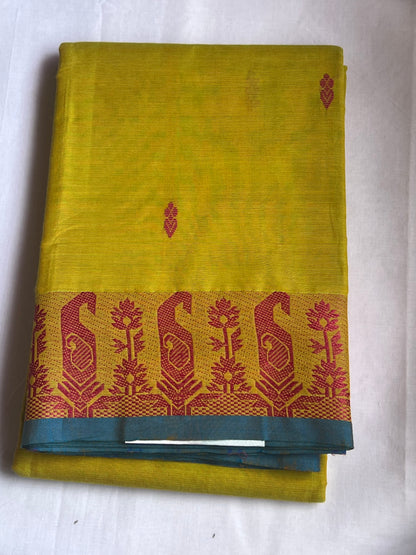 Citrus Green Chettinad cotton saree