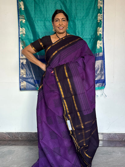 Violet kolam sungudi cotton saree