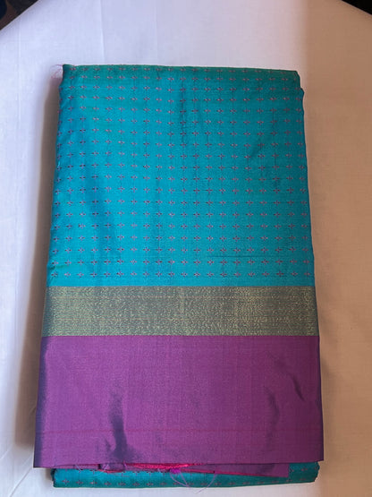 Blue & magenta semi silk saree