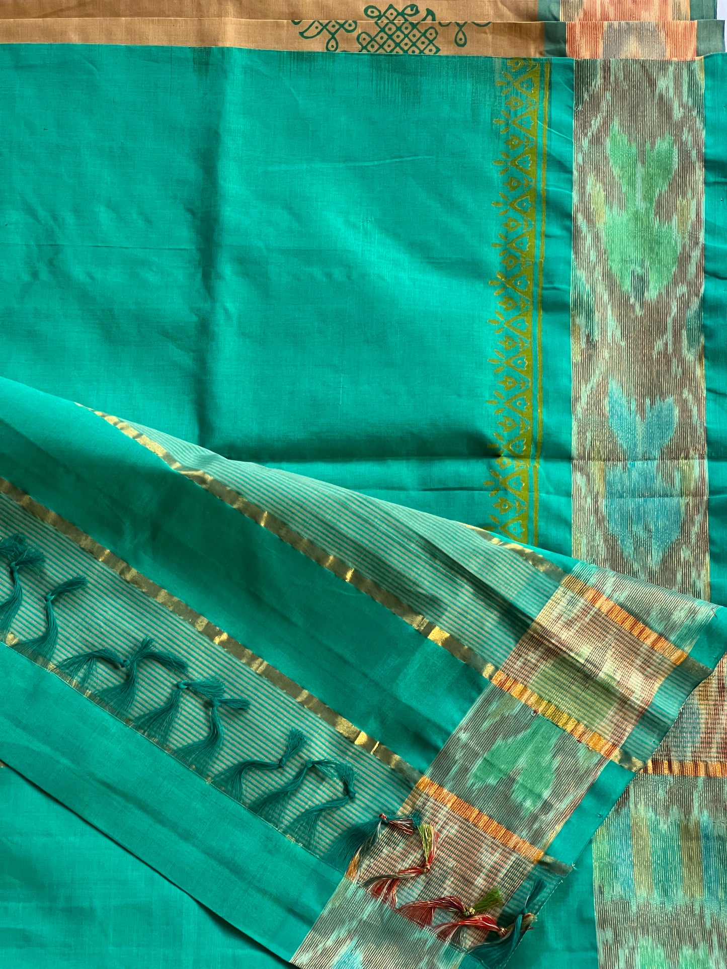 Beige kolam semi silk cotton saree