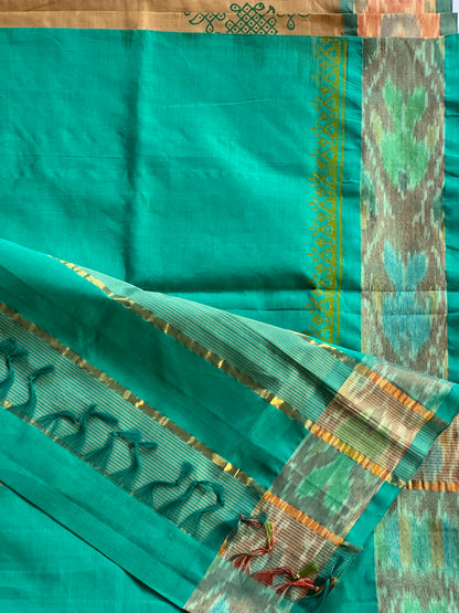 Beige kolam semi silk cotton saree