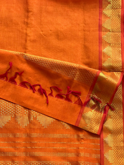 Mustard & orange semi silk cotton saree