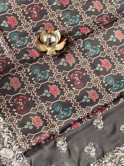 Horse motif semi tussar silk saree