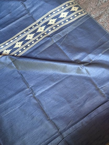 Grey semi tussar saree