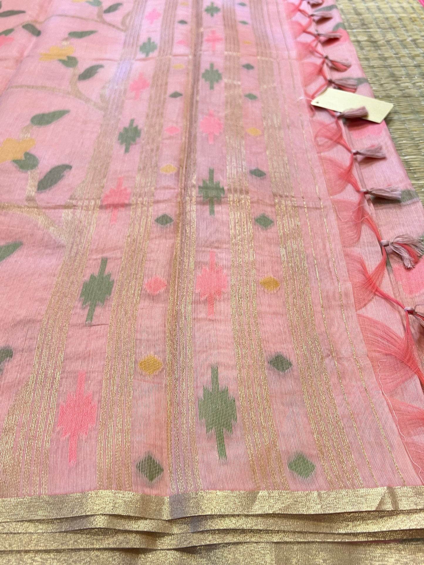 Blush pink semi matka silk saree