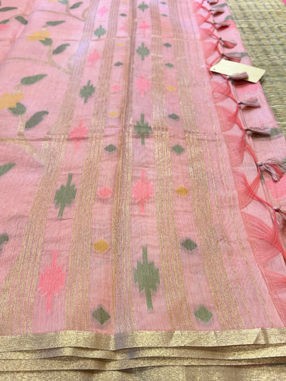 Blush pink semi matka silk saree