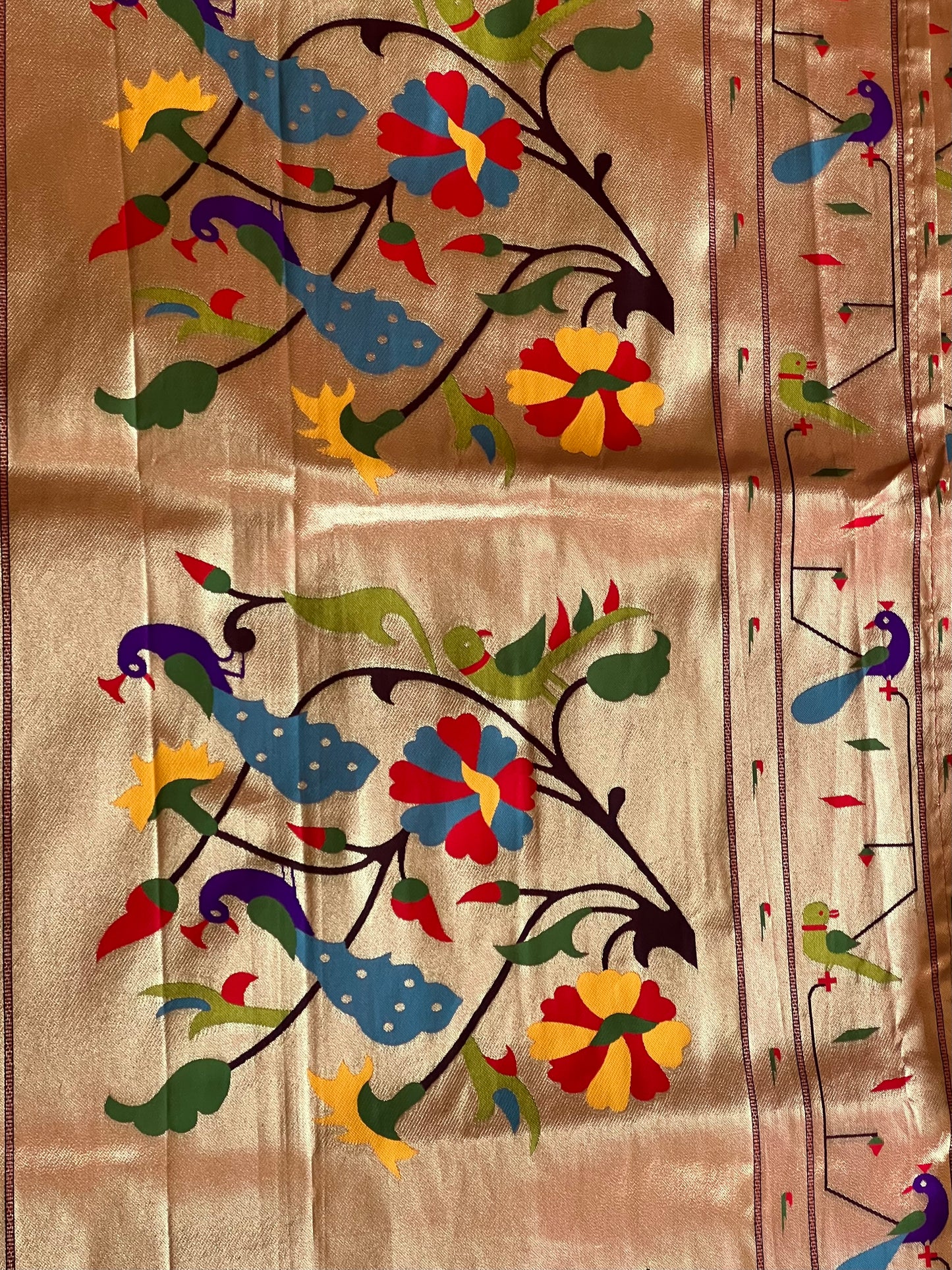 Red semi paithani saree