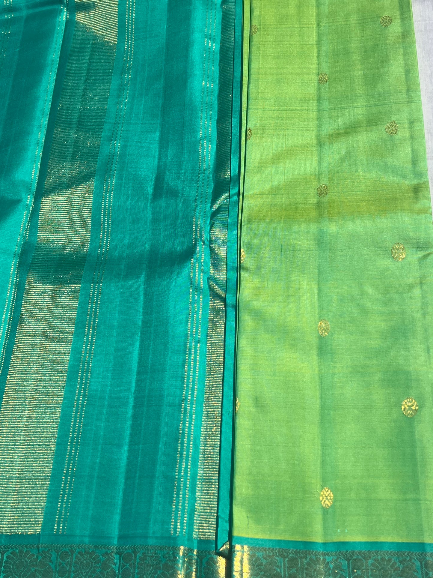 Green and blue Kanchivaram silk saree
