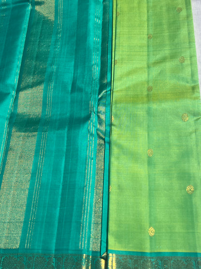 Green and blue Kanchivaram silk saree