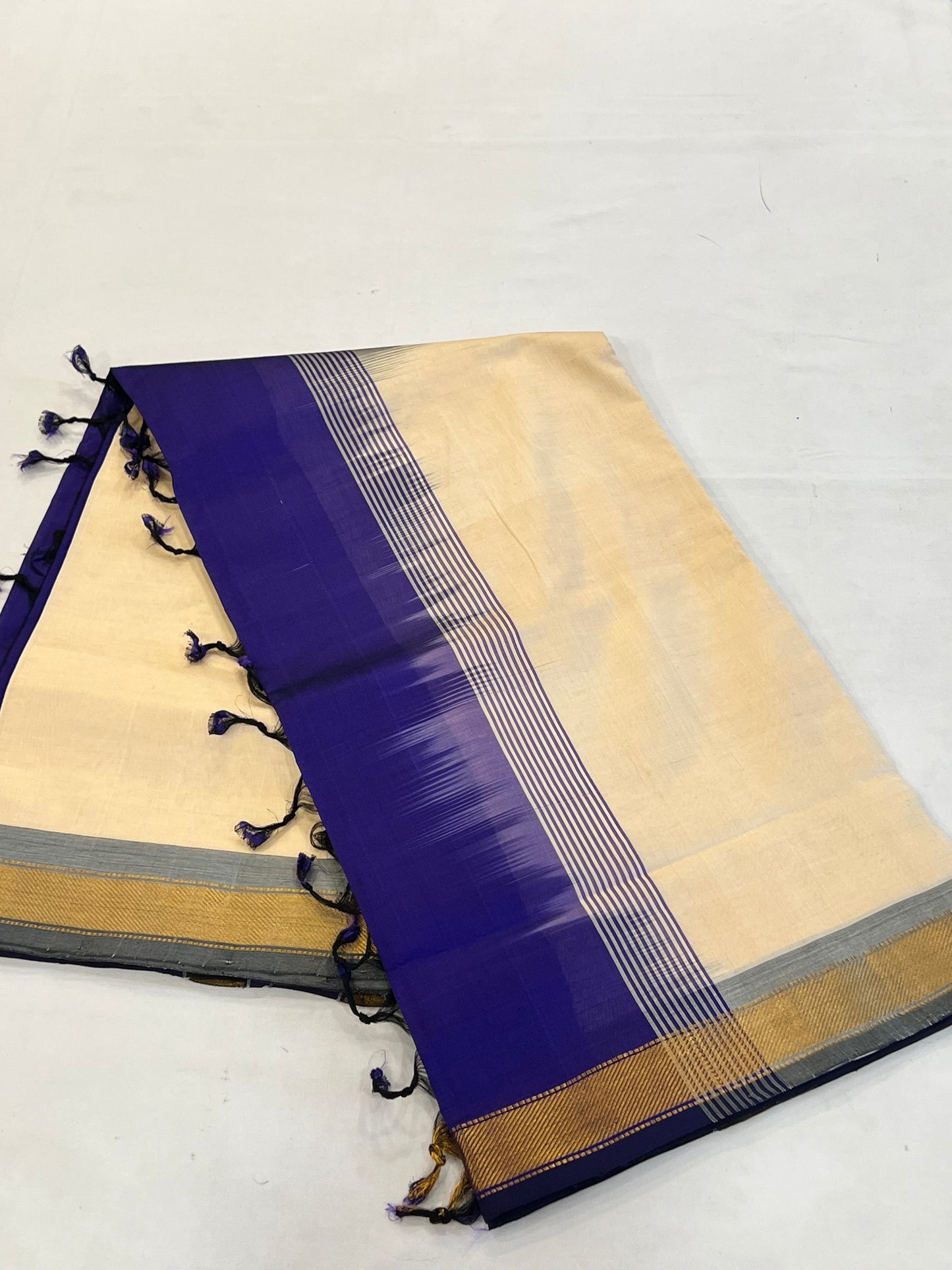 Sandal & purple semi silk cotton saree