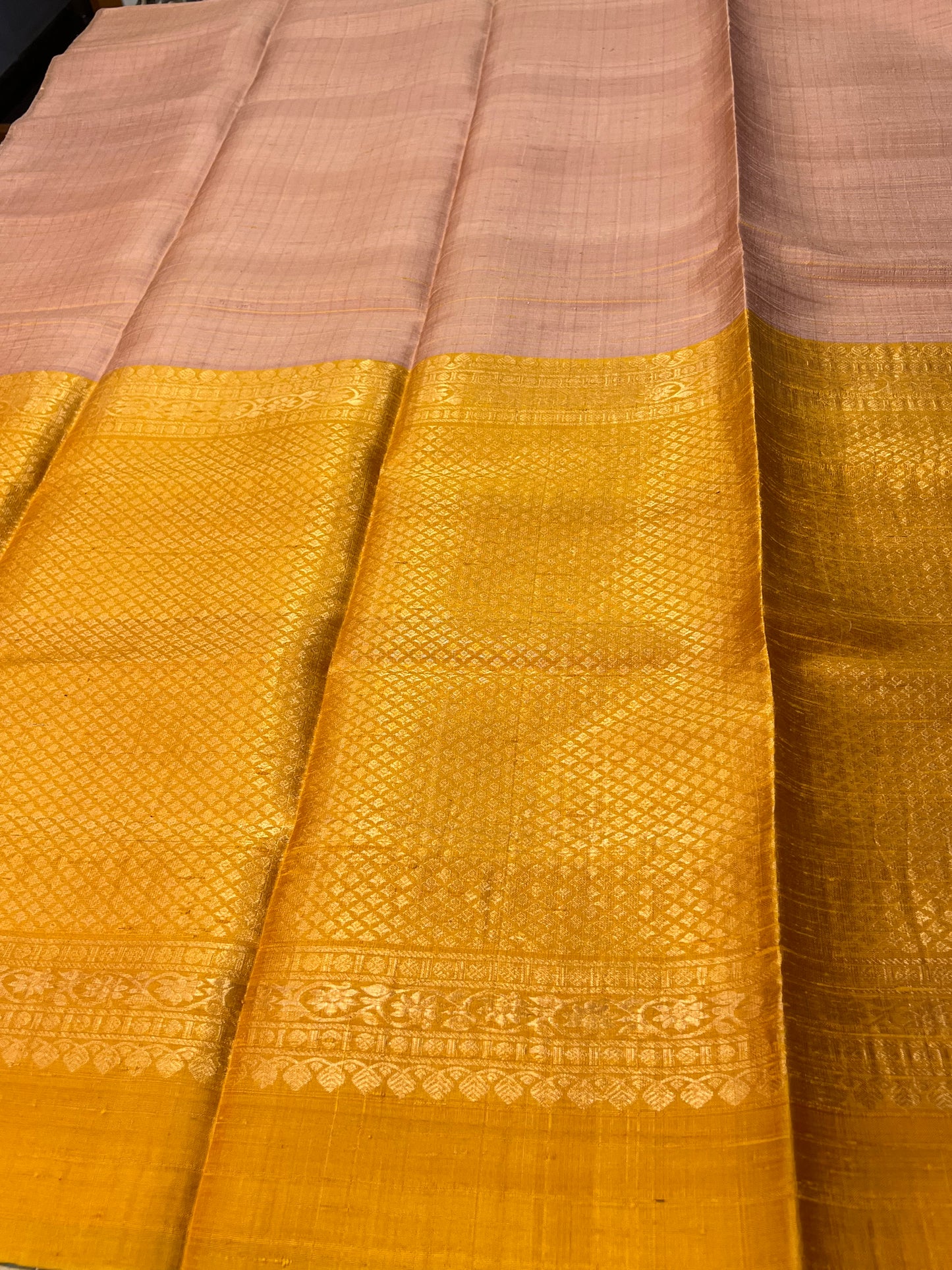 Peach raw silk saree
