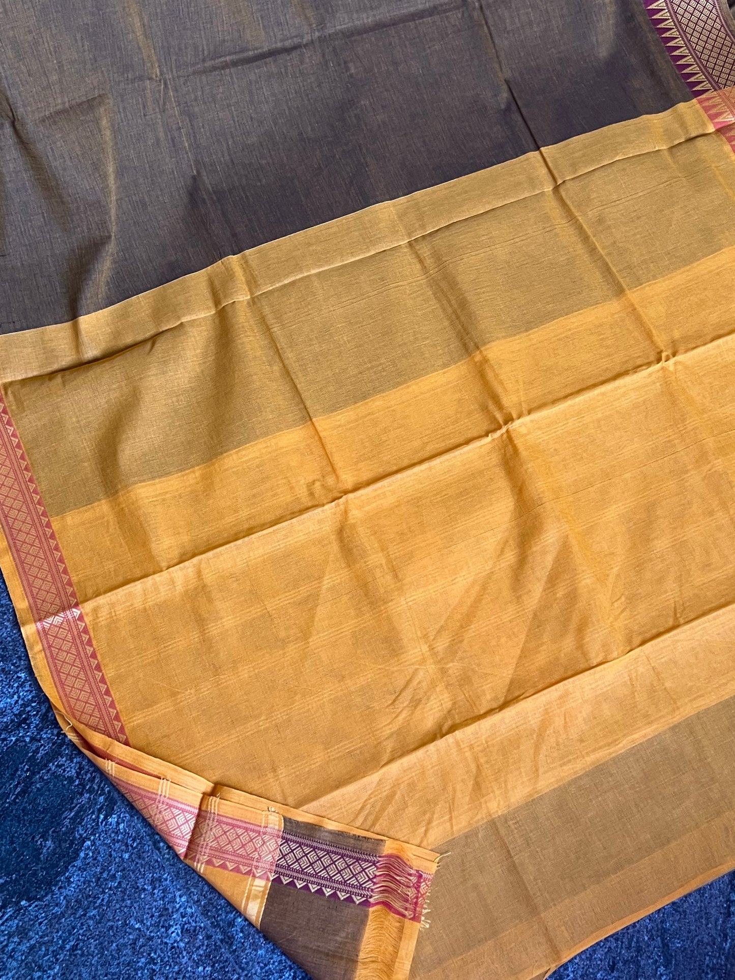 Rust orange Mangalagiri cotton saree