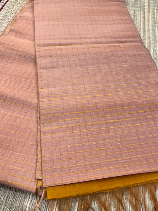 Peach raw silk saree