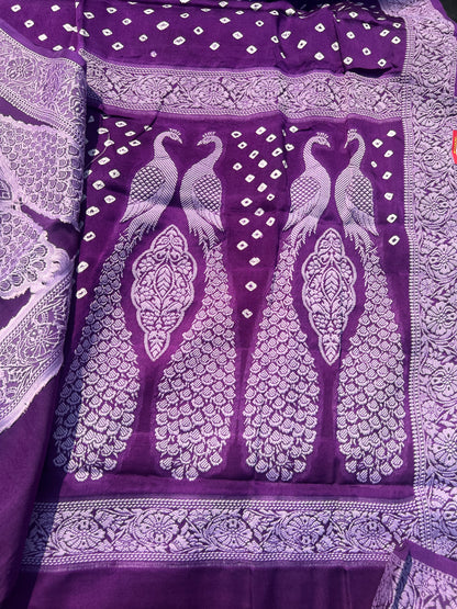 Lavender Bandini ghaji silk saree