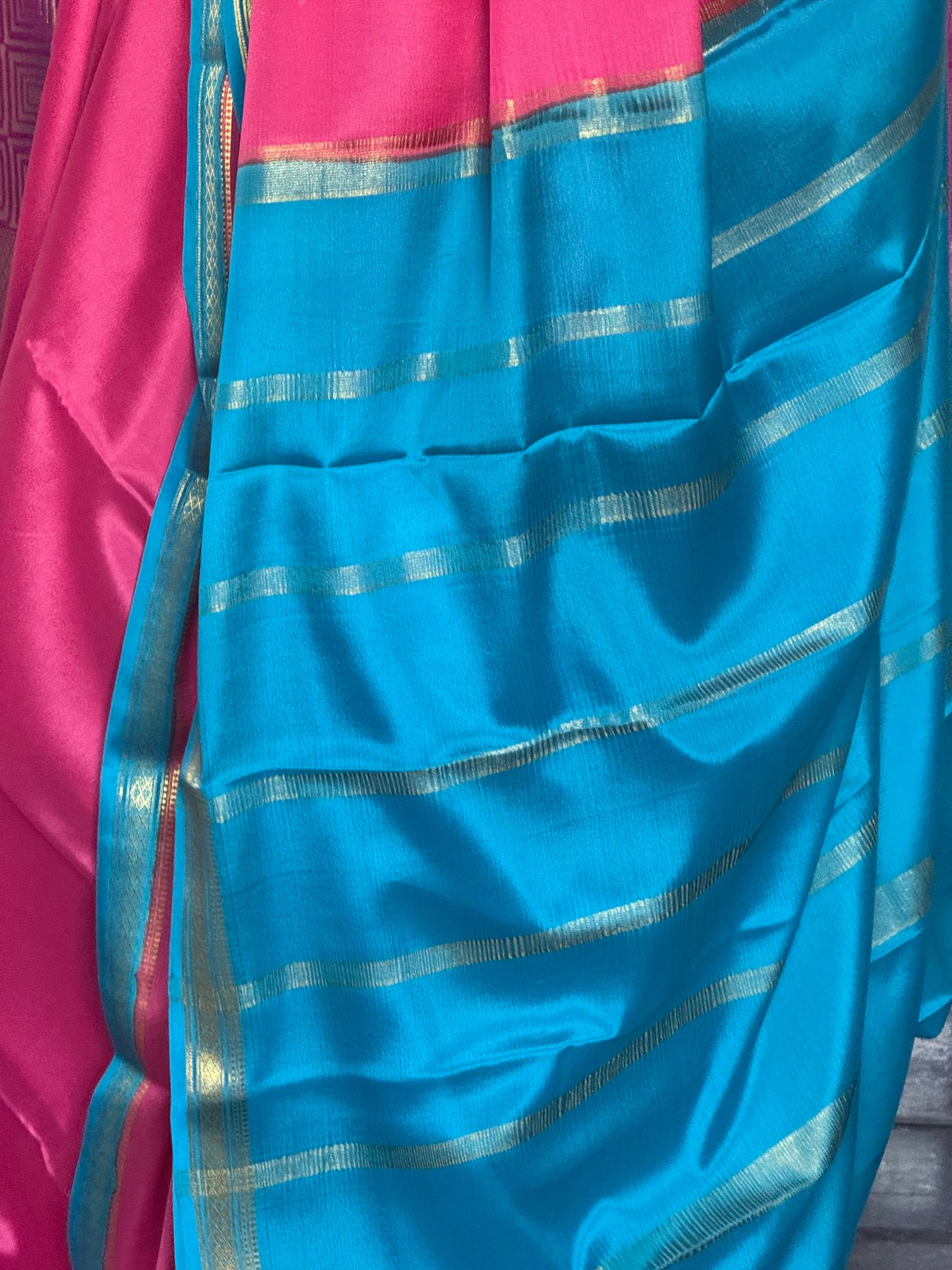 Pinkish red mysore silk saree