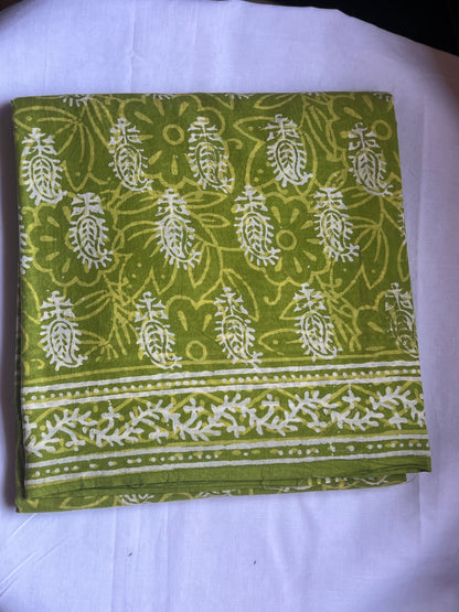 Green Jaipur cotton saree