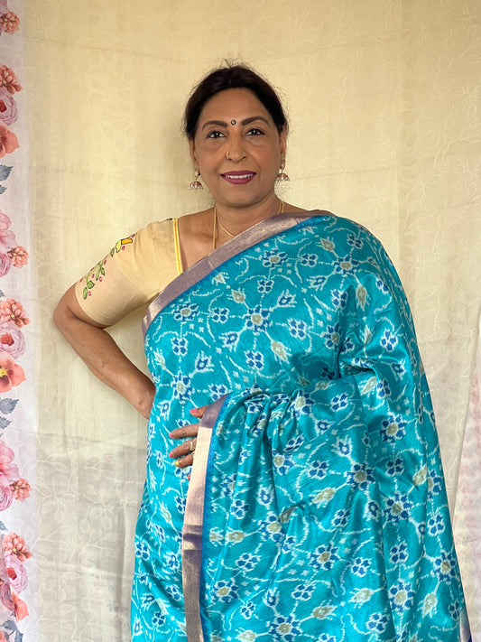 Blue Semi patola silk saree