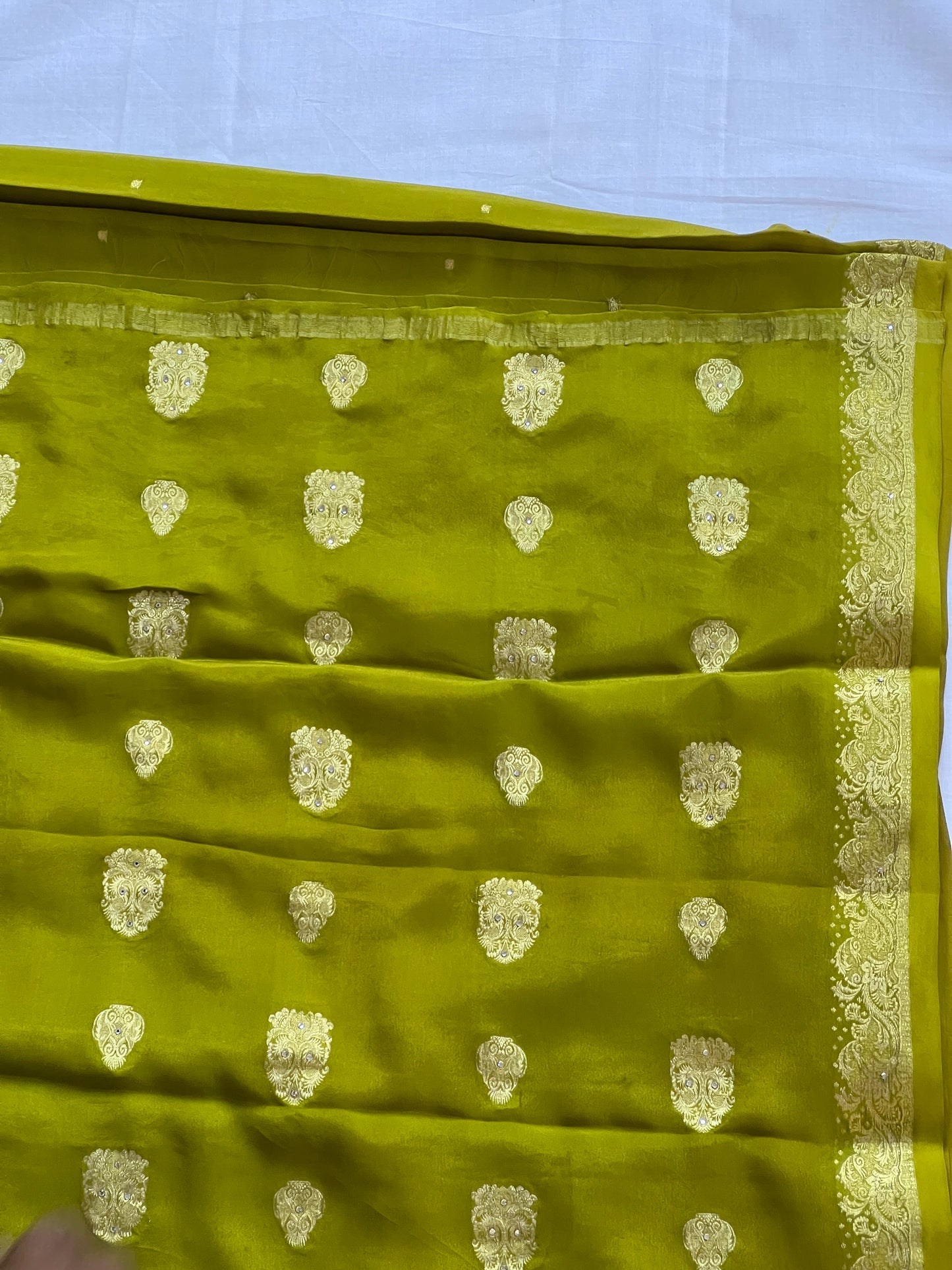 Light green crepe saree