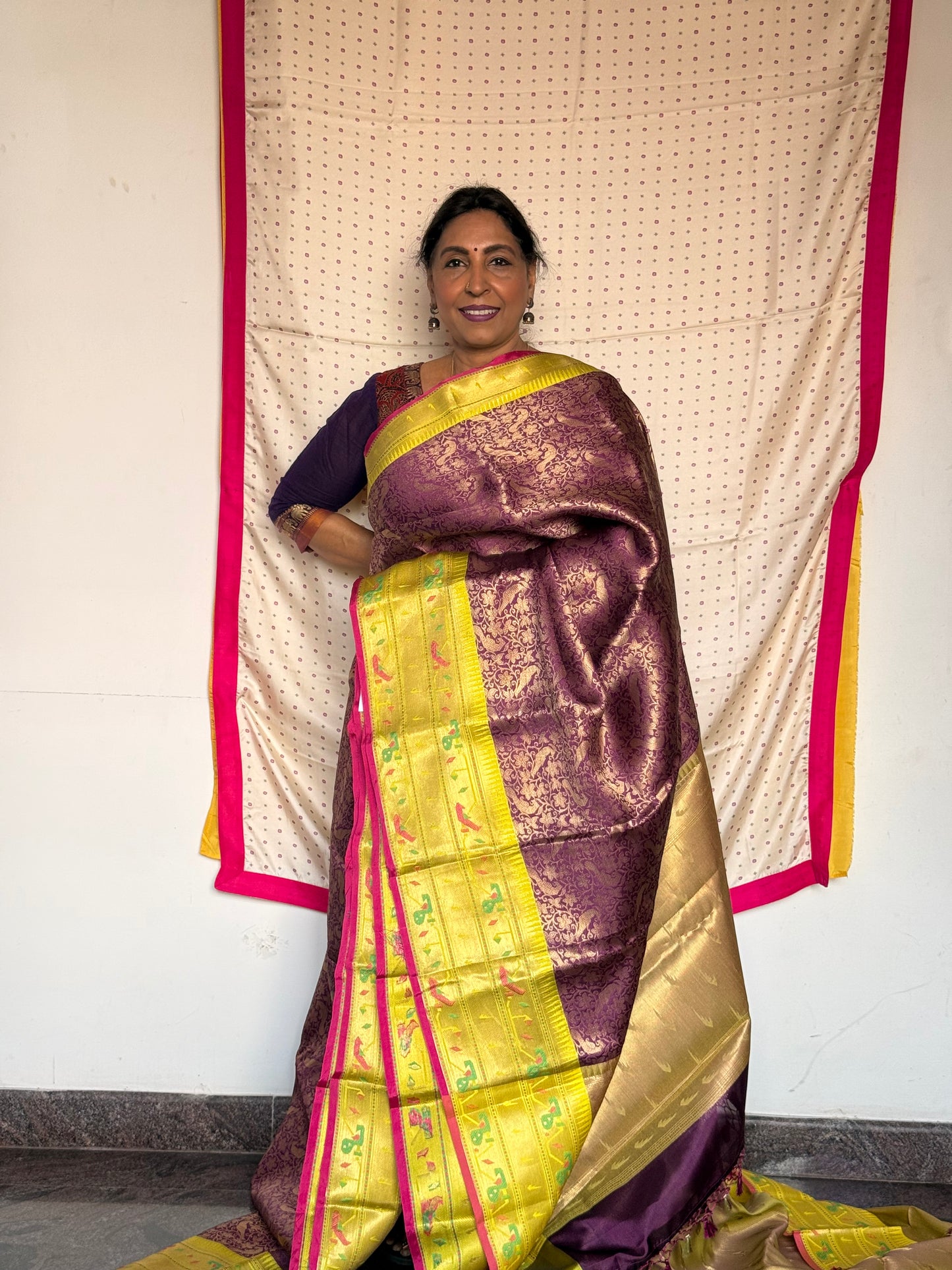 Purple Semi Banaras silk saree
