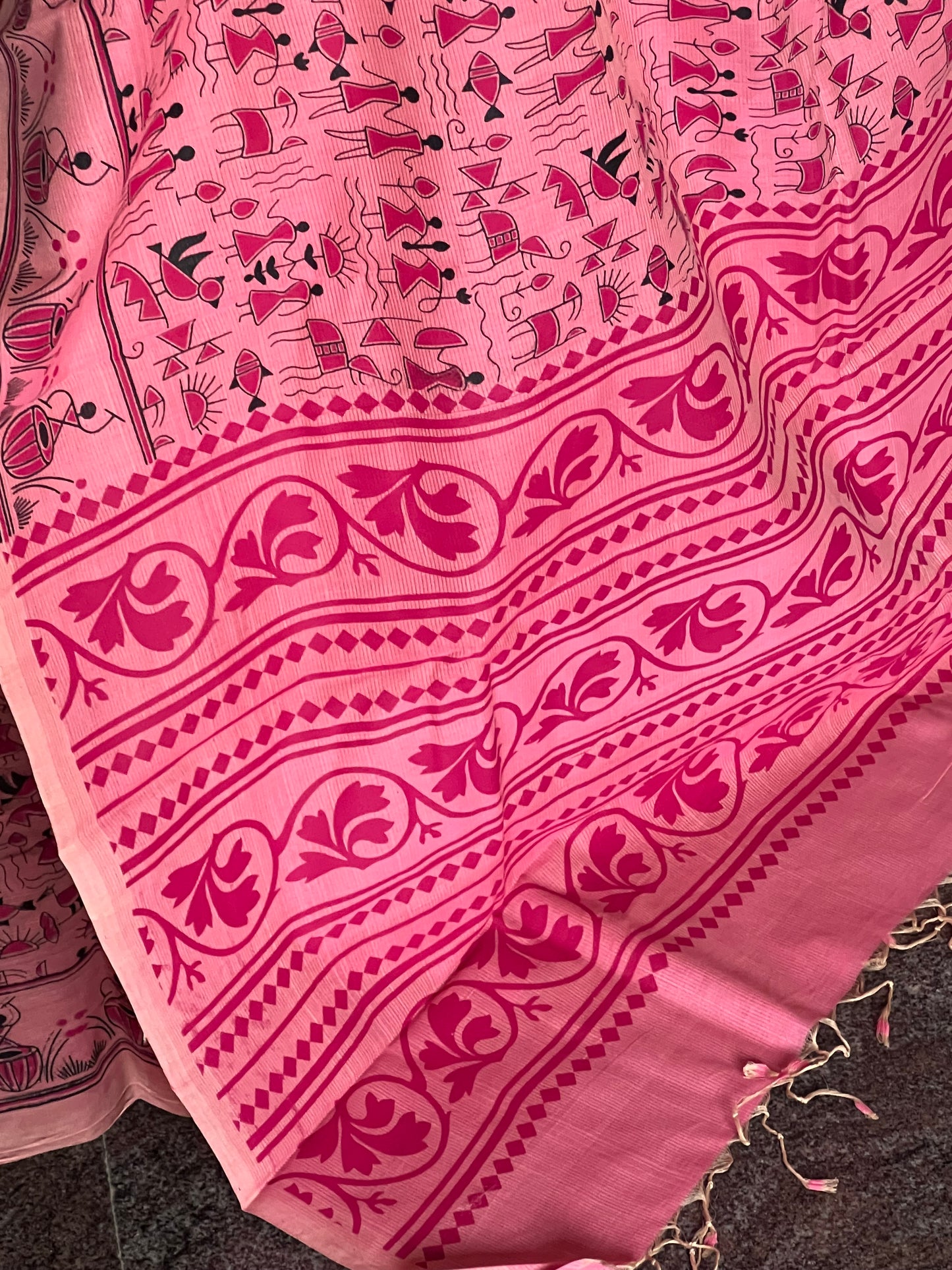 Blush pink mangalagiri printed cotton saree
