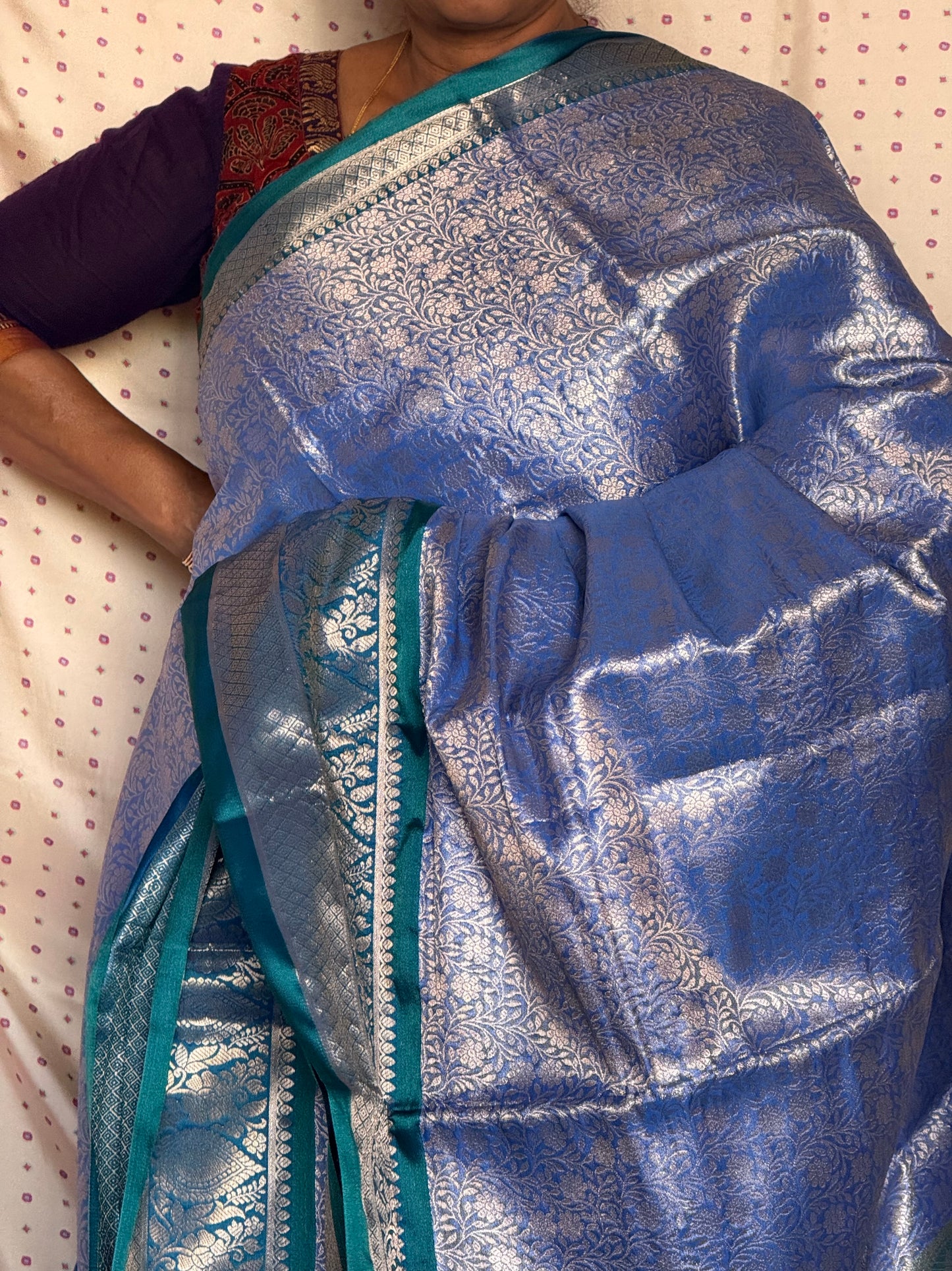 Lilac semi banaras silk saree